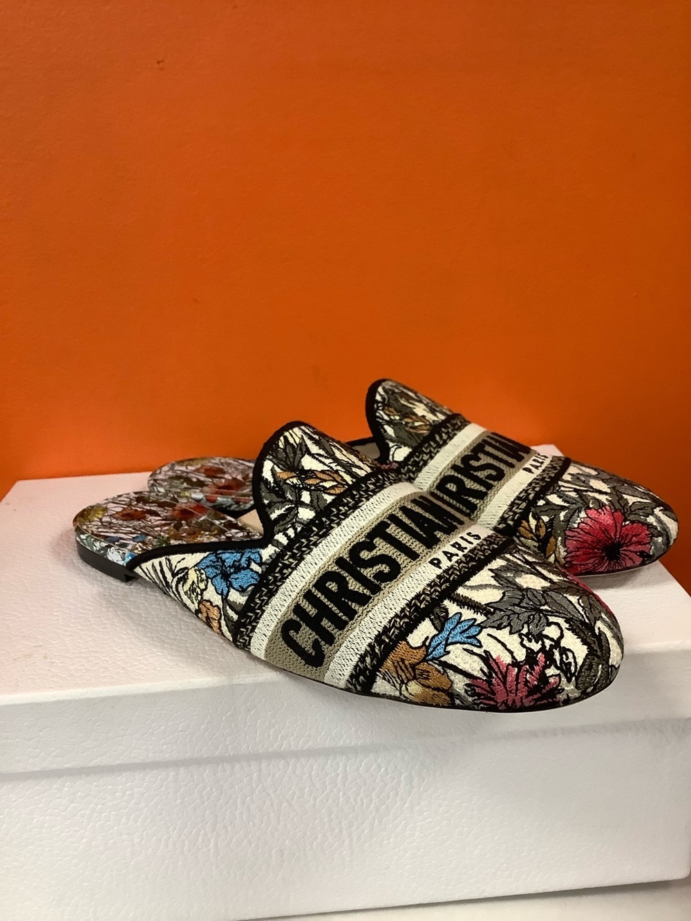 Christian Dior Mille Fleurs Embroidered Off Mule NIB